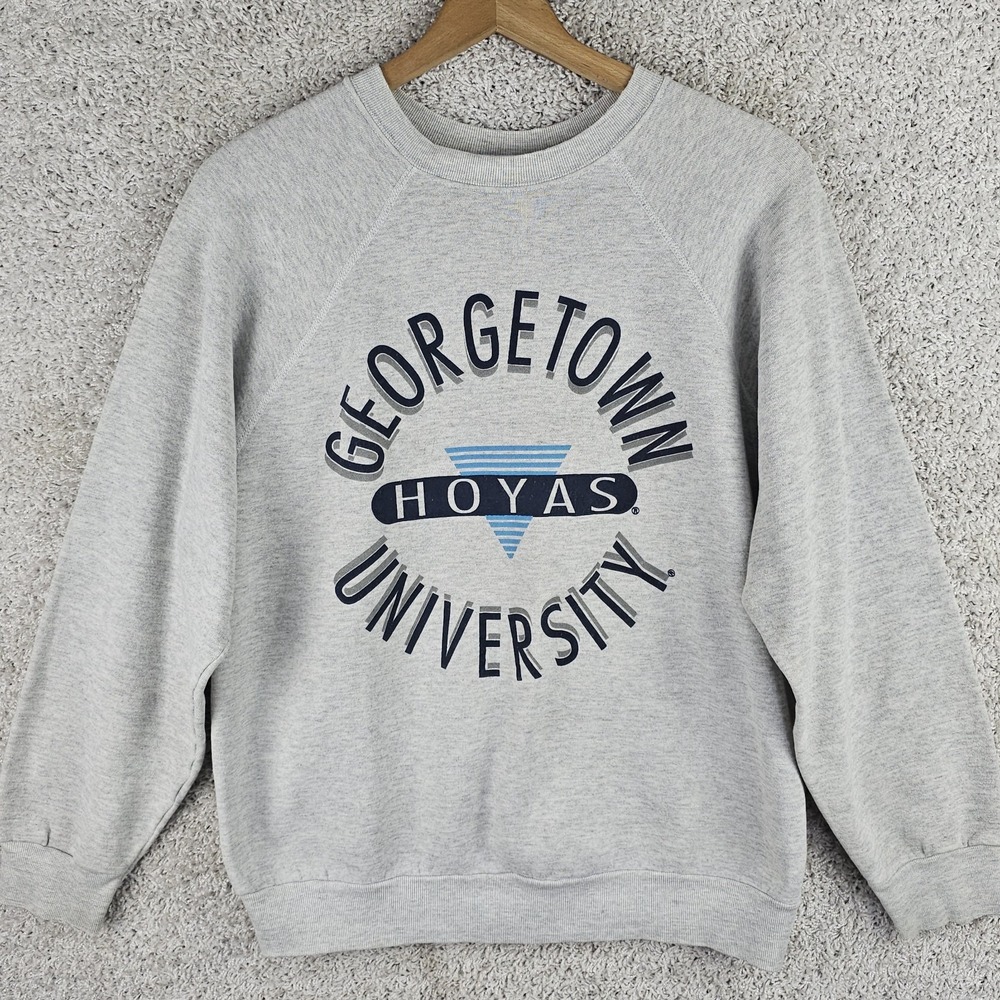 Vintage Tultex Georgetown Hoyas Sweatshirt Sz Large Made USA Arch 3D Graphic 90s